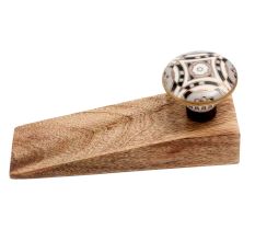 2 Pieces Golden Ceramic Floral Wooden Door Stopper